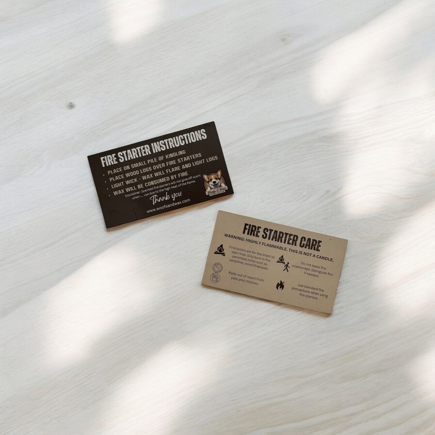 Fire Starter Care Card