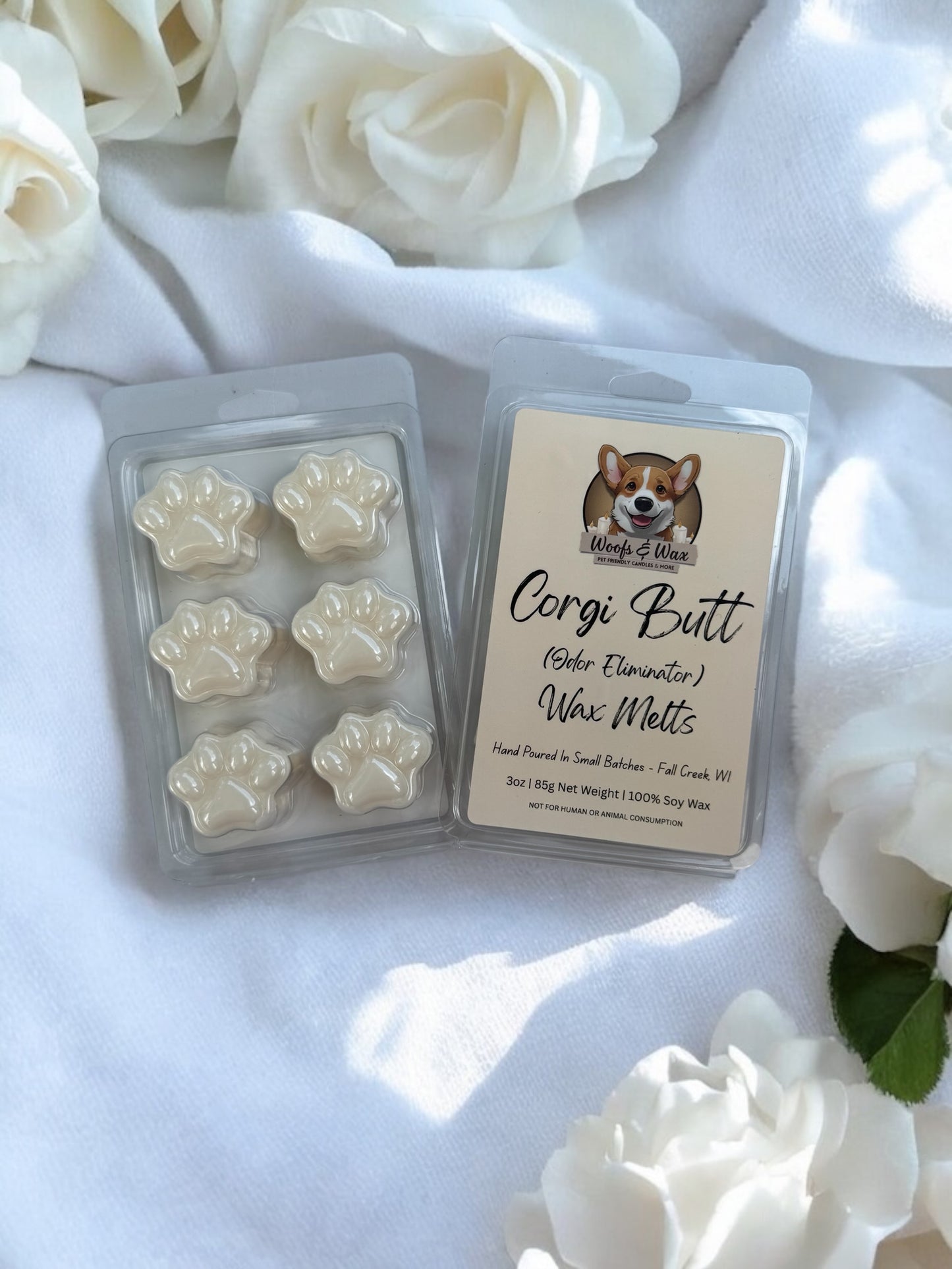 Pet-Safe Corgi Butt Wax Melt Clamshell Front & Back View