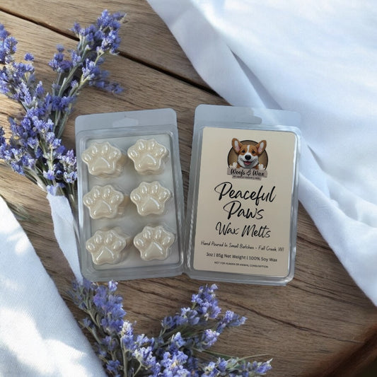 Pet-Safe Peaceful Paws Wax Melt Clamshell Front & Back View