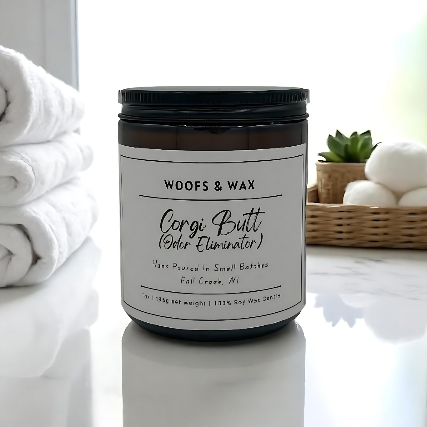Pet-Safe Corgi Butt Candle, Front of Candle