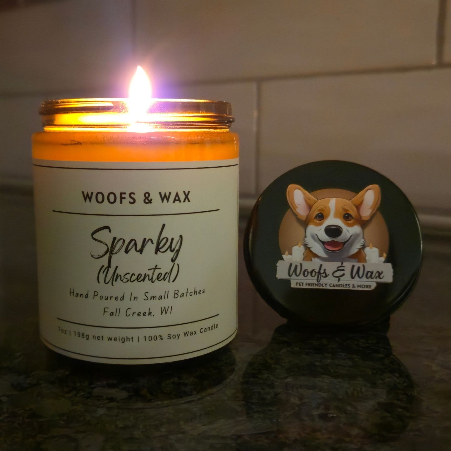 Sparky: Unscented Candle - 100% Soy - Pet Safe